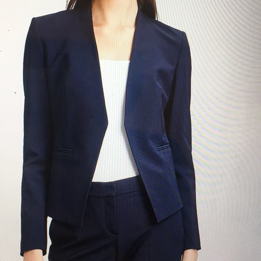 Theory 'Lanai' navy stretch wool open blazer